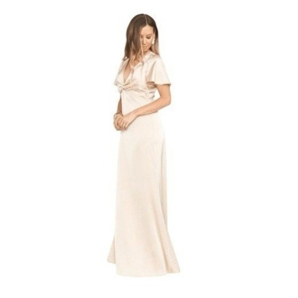 Show Me Your MuMu Rome Twist Gown Maxi Dress Champagne Luxe Satin XS